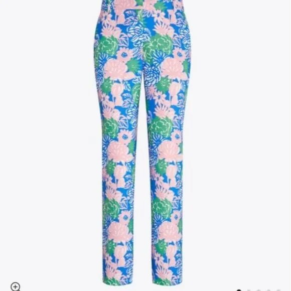 Tory Burch Ribbon Bouquet Printed Tech Twill Golf Pants - Picture 5 of 7